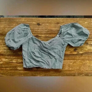 J. Crew Puff-sleeve organic cotton cropped top in stripe